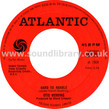 Otis Redding Hard To Handle UK Issue 7" Label Image