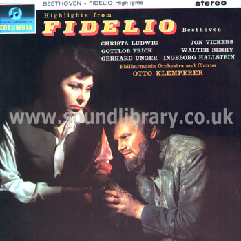 Otto Klemperer Christa Ludwig Highlights from Fidelio UK Stereo LP Columbia SAX 2547 Front Sleeve Image
