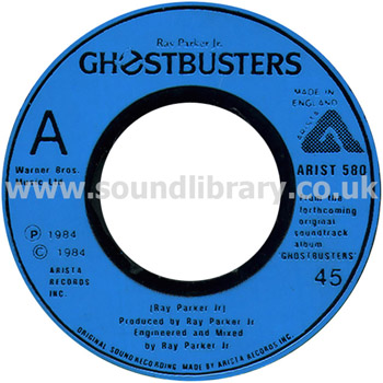 Ray Parker Jr. Ghostbusters UK Issue 7" Arista ARIST 580 Label Image