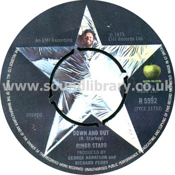 Ringo Starr Down And Out, Photograph UK Issue Stereo 7" Label Image
