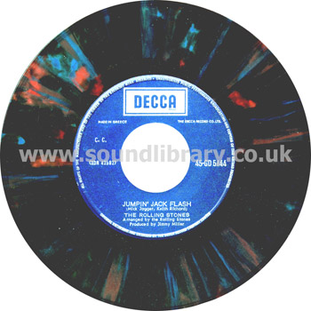 The Rolling Stones Jumpin' Jack Flash Greece Issue Coloured Vinyl 7" Decca GD5144 Record & Label Image