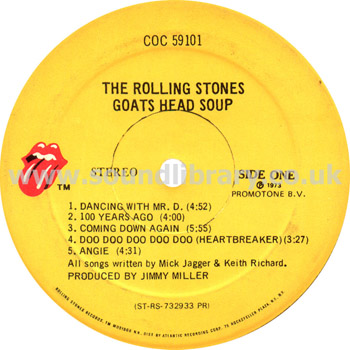 The Rolling Stones Goats Head Soup USA Stereo LP Rolling Stones Records COC 59101 Label Image