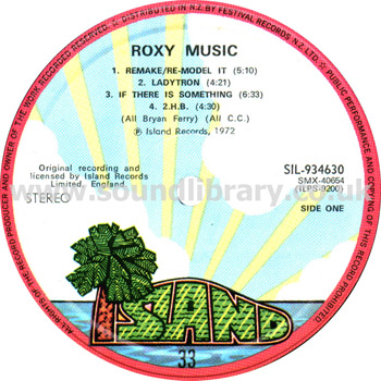 Roxy Music Roxy Music New Zealand Issue Stereo LP Island SIL 934630 Front Sleeve Image