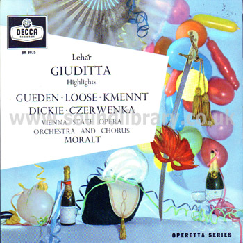 Hilde Gueden Oskar Czerwenka Franz Lehar Giuditta Highlights UK 10" LP Decca BR 3035 Front Sleeve Image