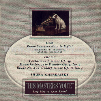 Anatole Fistoulari Shura Cherkassky Liszt Piano Concerto No. 1 In E Flat HMV BLP 1013 Front Sleeve Image