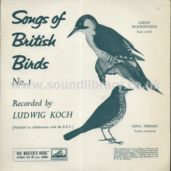 Songs Of British Birds No. 1 Ludwig Koch UK Issue 7" EP HMV 7EG 8315 Front Sleeve Image