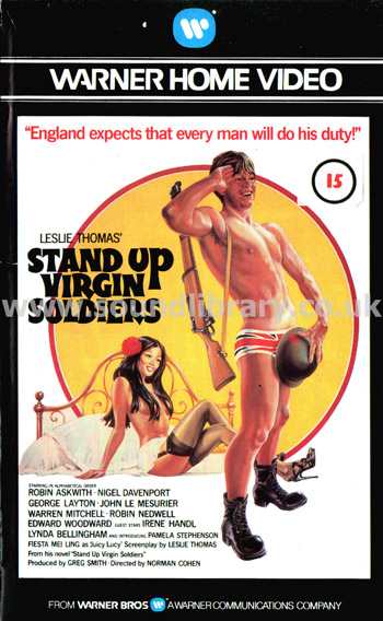Stand Up Virgin Soldiers Robin Askwith VHS Video Warner Home Video PEV 61424 Front Inlay Sleeve