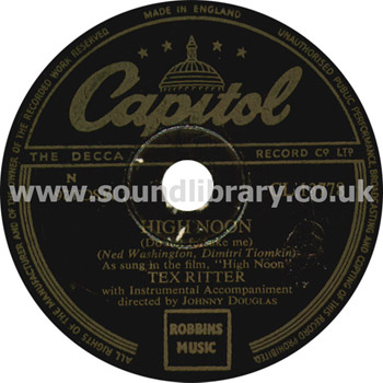 Tex Ritter High Noon UK Issue 10" 78rpm Capitol CL.13778 Label Image