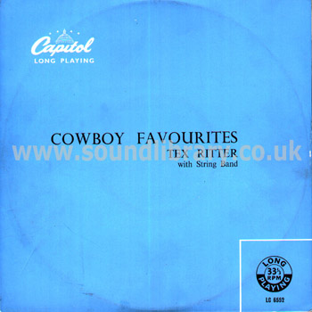 Tex Ritter Cowboy Favourites UK Issue 10" LP Capitol LC 6552 Front Sleeve Image