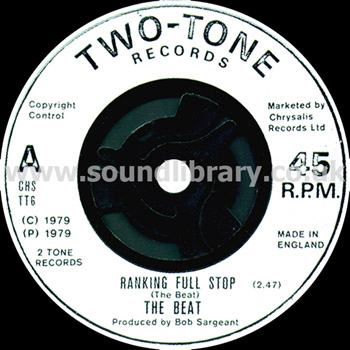 The Beat Ranking Full Stop / Tears of A Clown UK Issue 7" Two-Tone Records CHS TT6 Label Image Side 1