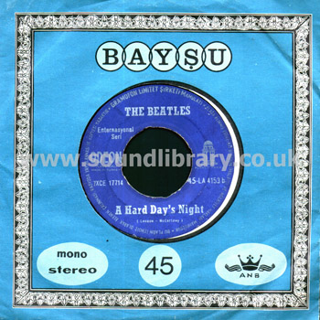The Beatles A Hard Day's Night Turkey Issue 7" Odeon 45-LA 4153 Sleeve & Label Image