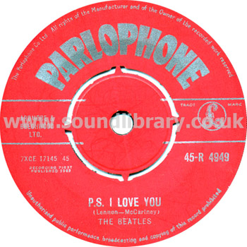 The Beatles Love Me Do UK Issue 7" Parlophone 45-R 4949 Label Image Side 2