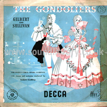 Gilbert And Sullivan The Gondoliers UK Issue Mono 2LP Decca LK 4015 - LK 4016 Front Sleeve Image