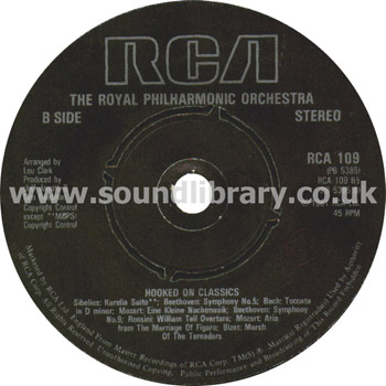 The Royal Philharmonic Orchestra Hooked On Classics UK Issue Stereo 7" RCA RCA 109 Label Image