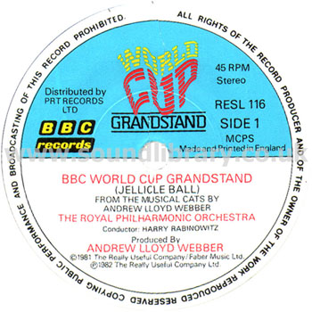 BBC World Cup Grandstand (Jellicle Ball) Royal Philharmonic Orchestra 7" BBC RESL 116 Label Image Side 1
