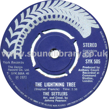 The Settlers The Lightning Tree UK Issue Spindle Centre 7" York SYK 505 Label Image Side 1