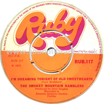 The Smokey Mountain Ramblers I'm Dreaming Tonight of Old Sweethearts Ruby RUB.117 Label Image Side 1