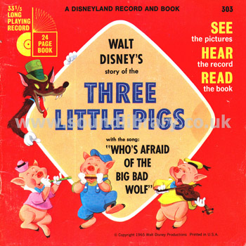 Robie Lester The Three Little Pigs USA Issue 7" EP Disneyland 303 Front Sleeve Image