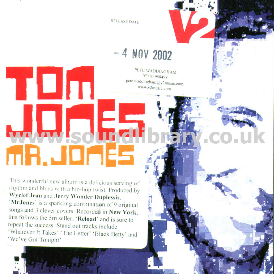 Tom Jones Mr. Jones EC Promotional Use Only Card Sleeve CD V2 VVR1021072P Front Card Sleeve