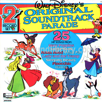 Walt Disney's Original Soundtrack Parade Vol 1 2LP Disneyland (Pickwick) PDA 029 Front Sleeve Image