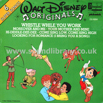 Walt Disney Originals - 6 Super Songs Larry Morey UK Issue Mono EP Front Sleeve Image